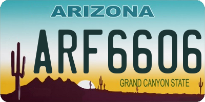 AZ license plate ARF6606