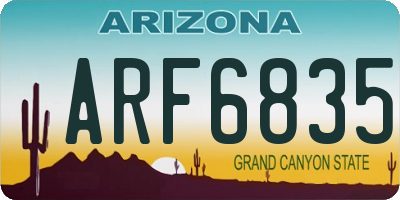 AZ license plate ARF6835