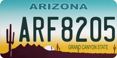 AZ license plate ARF8205