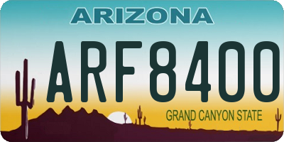 AZ license plate ARF8400