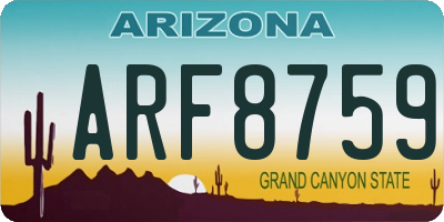 AZ license plate ARF8759