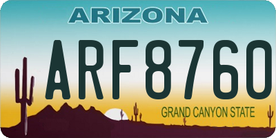 AZ license plate ARF8760