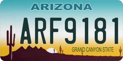 AZ license plate ARF9181