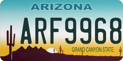 AZ license plate ARF9968