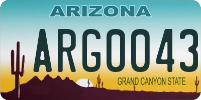 AZ license plate ARG0043