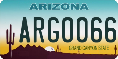 AZ license plate ARG0066
