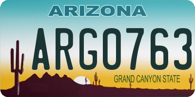 AZ license plate ARG0763