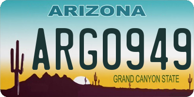 AZ license plate ARG0949