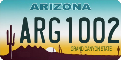 AZ license plate ARG1002