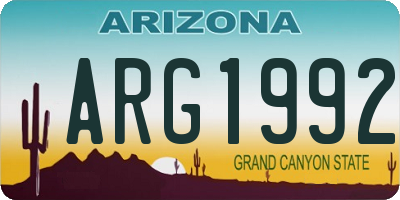AZ license plate ARG1992