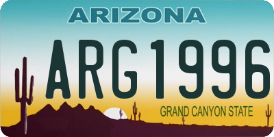 AZ license plate ARG1996