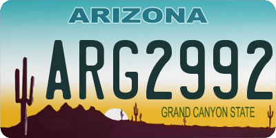 AZ license plate ARG2992