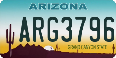 AZ license plate ARG3796