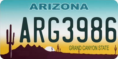 AZ license plate ARG3986
