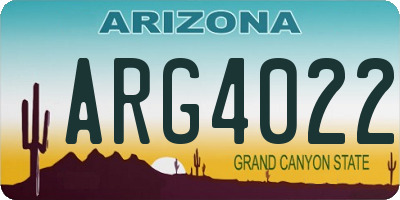 AZ license plate ARG4022