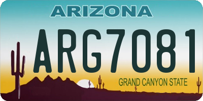 AZ license plate ARG7081
