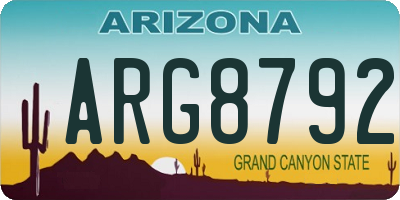 AZ license plate ARG8792