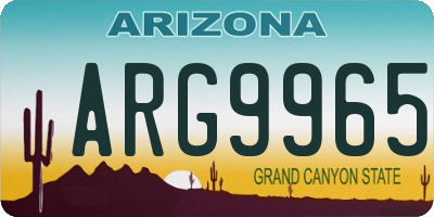 AZ license plate ARG9965