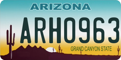 AZ license plate ARH0963