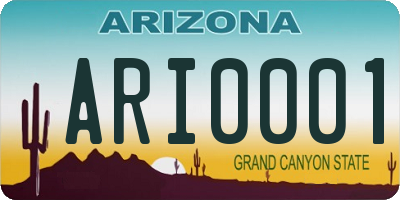 AZ license plate ARI0001