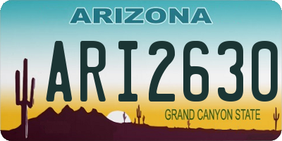 AZ license plate ARI2630