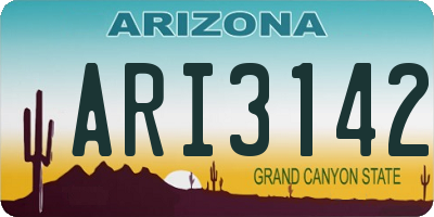 AZ license plate ARI3142