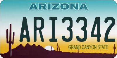 AZ license plate ARI3342