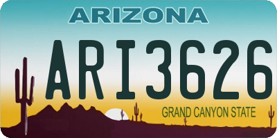 AZ license plate ARI3626