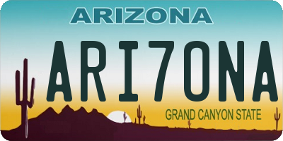 AZ license plate ARI7ONA