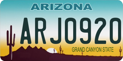 AZ license plate ARJ0920