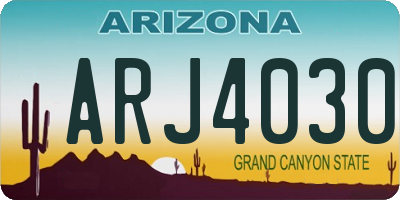 AZ license plate ARJ4030