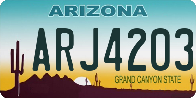 AZ license plate ARJ4203