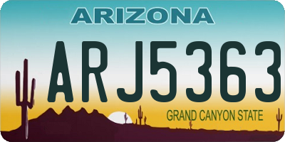 AZ license plate ARJ5363