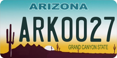 AZ license plate ARK0027