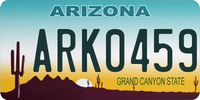 AZ license plate ARK0459