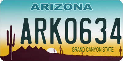 AZ license plate ARK0634