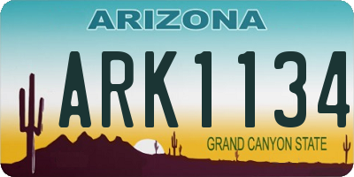 AZ license plate ARK1134