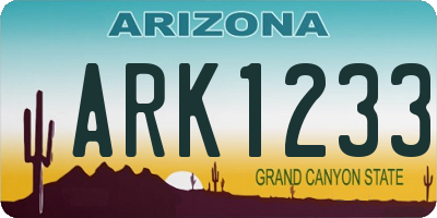 AZ license plate ARK1233