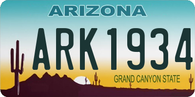 AZ license plate ARK1934