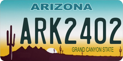 AZ license plate ARK2402
