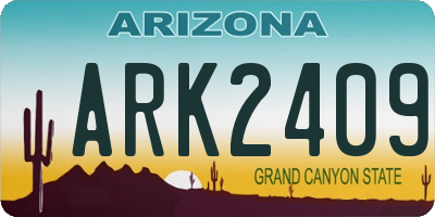 AZ license plate ARK2409