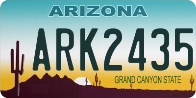 AZ license plate ARK2435