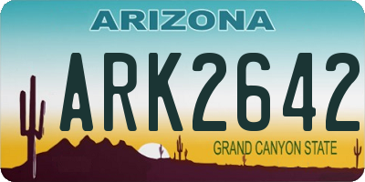AZ license plate ARK2642