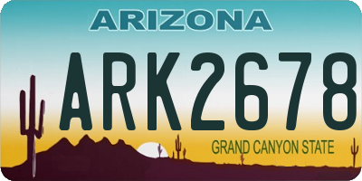 AZ license plate ARK2678