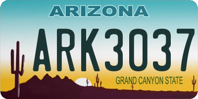 AZ license plate ARK3037