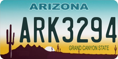 AZ license plate ARK3294