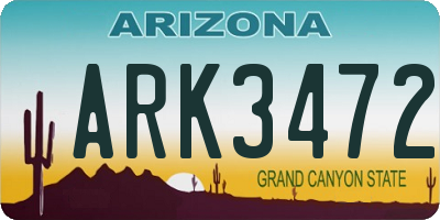 AZ license plate ARK3472