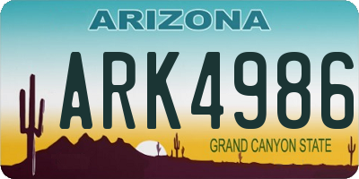 AZ license plate ARK4986