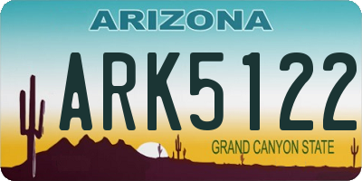 AZ license plate ARK5122