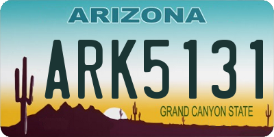 AZ license plate ARK5131